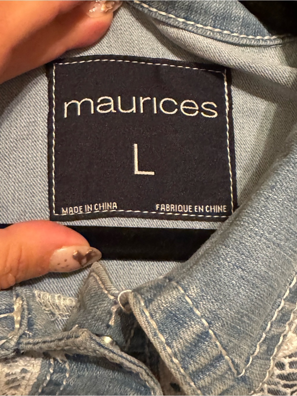 Maurice’s Lace Distressed Frayed Denim Boho Vest Size Large - Picture 4 of 6